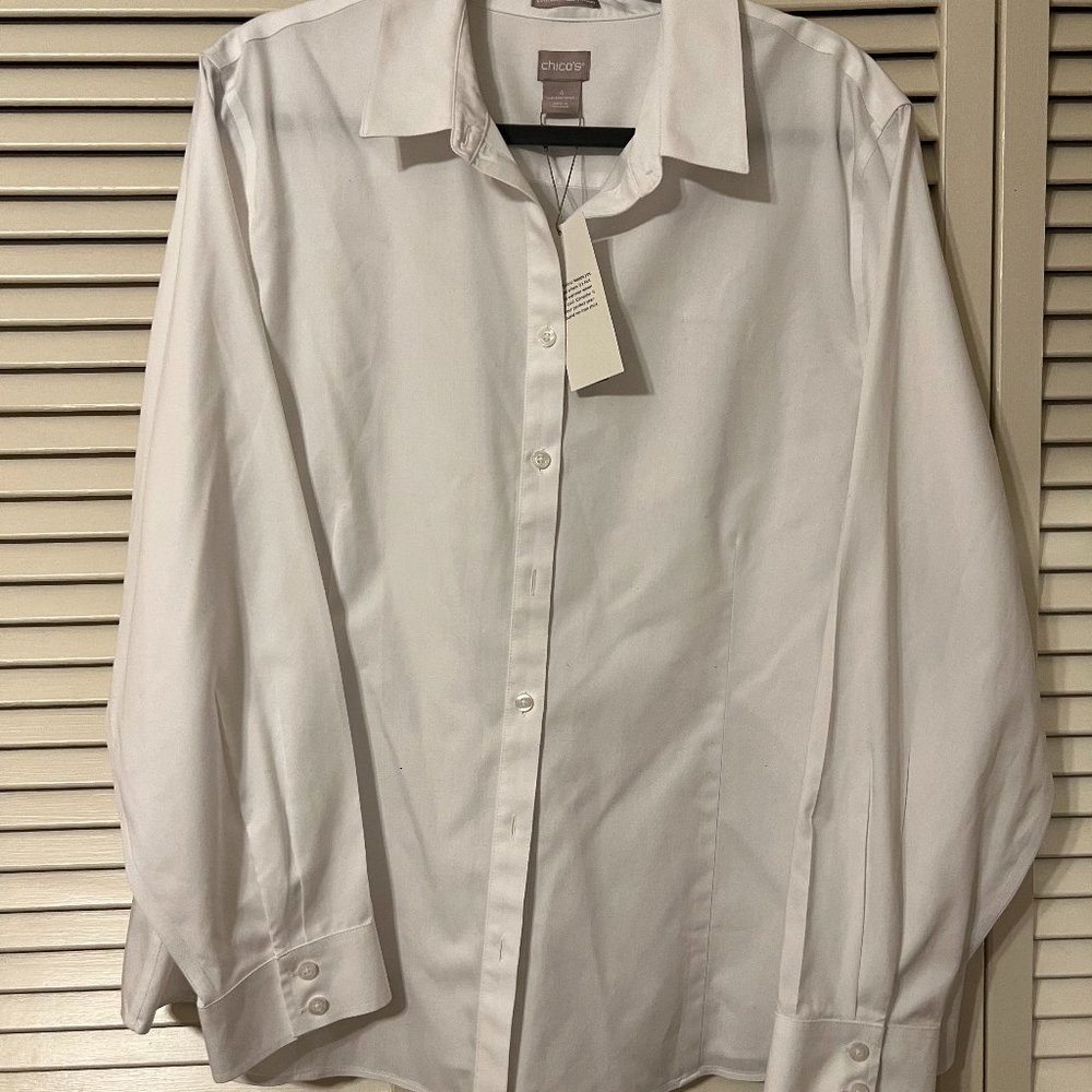 Chico's Ladies White Button Shirt Size 4